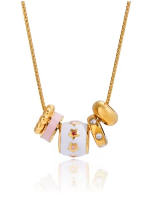 Women's Charm Necklace, Gold Jewelry, Beaded Necklace, Trending, Gift - Picture 1 of 1